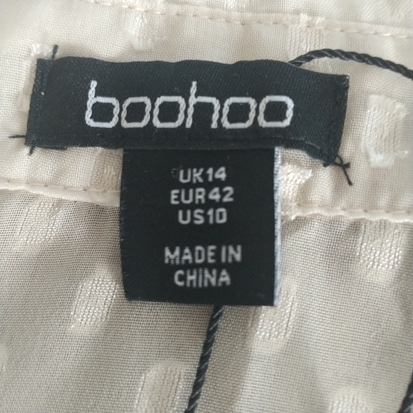 boohoo Dobby Chiffon Oversized Maxi Shirt Ecru 14 - Picture 9 of 12